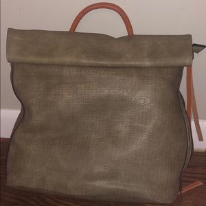 LeMiel foldover olive green vegan leather backpack